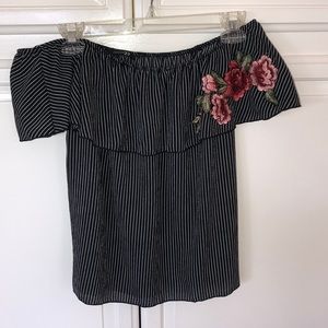 Off-the-shoulder Stripe Top